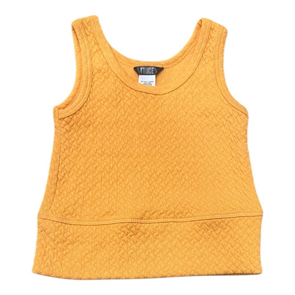 Truce Orange Textured Crop Tank Top Girls 16